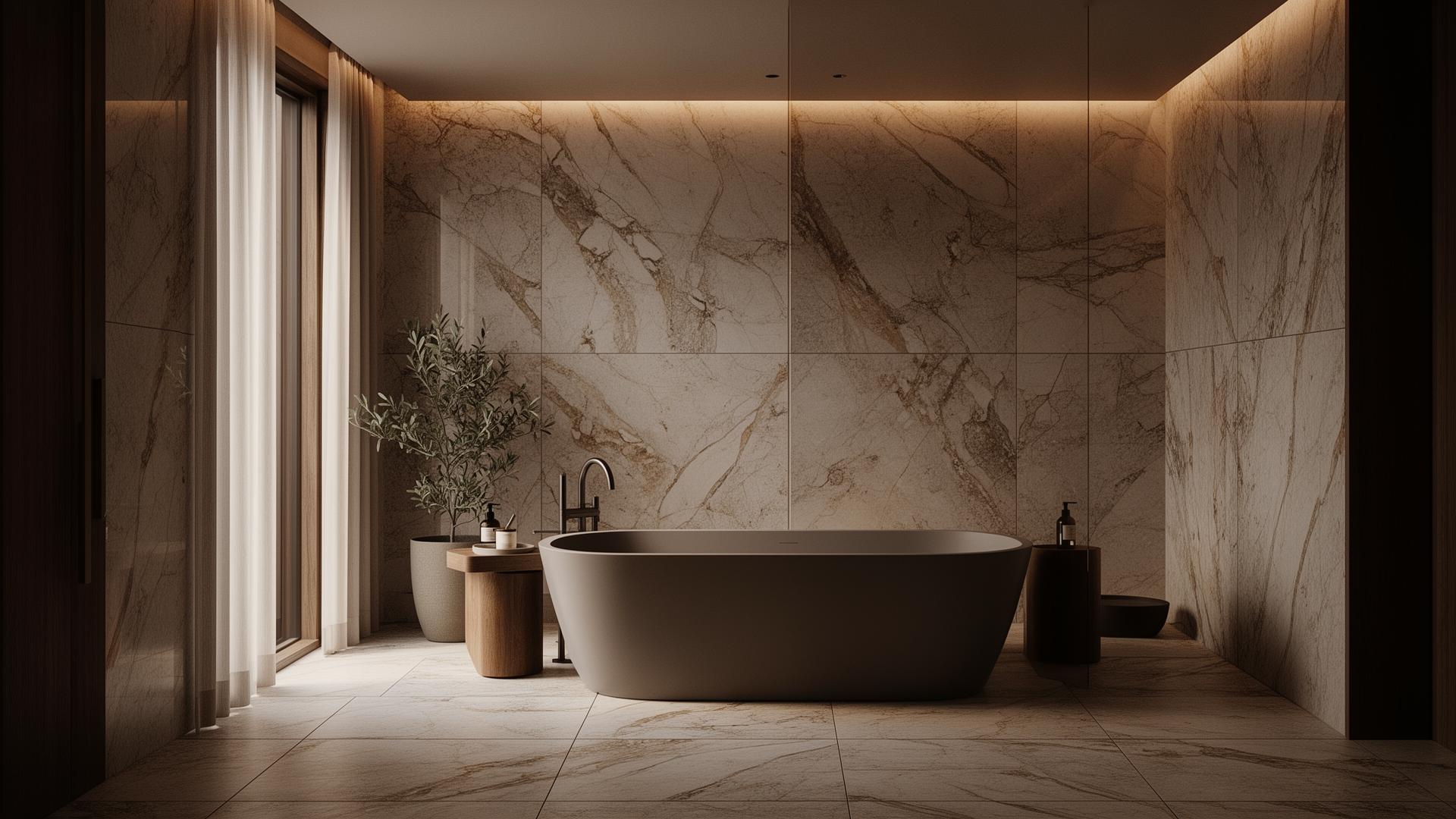 Modern marble bathroom renovated by Sparkling Tiling